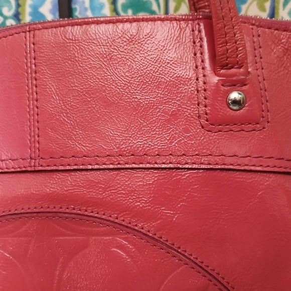 Coach Laura XL Patent Leather Tote Bag - Coral - Picture 5 of 15